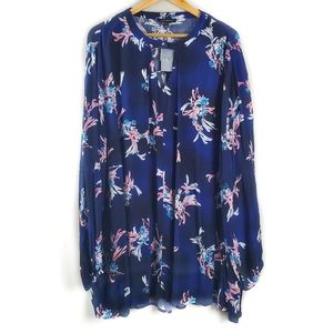 Lane Bryant Blue Floral Trapeze Dress Size 22/24